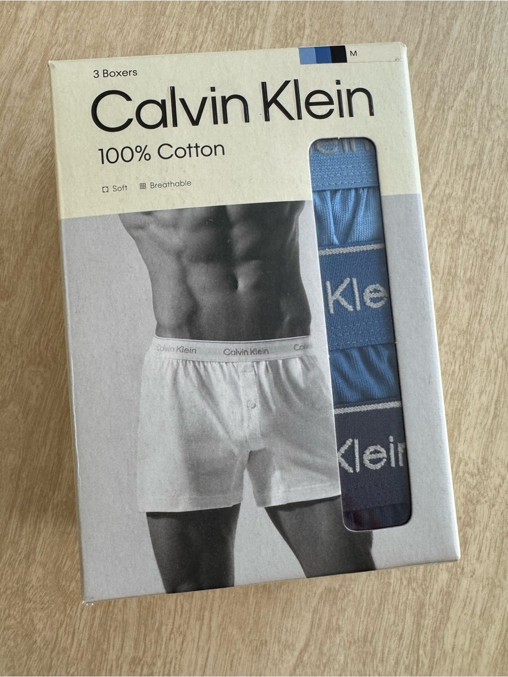 Calvin Klein Men’s 3-Pack Boxers in Blue Shades New In Box Size Medium